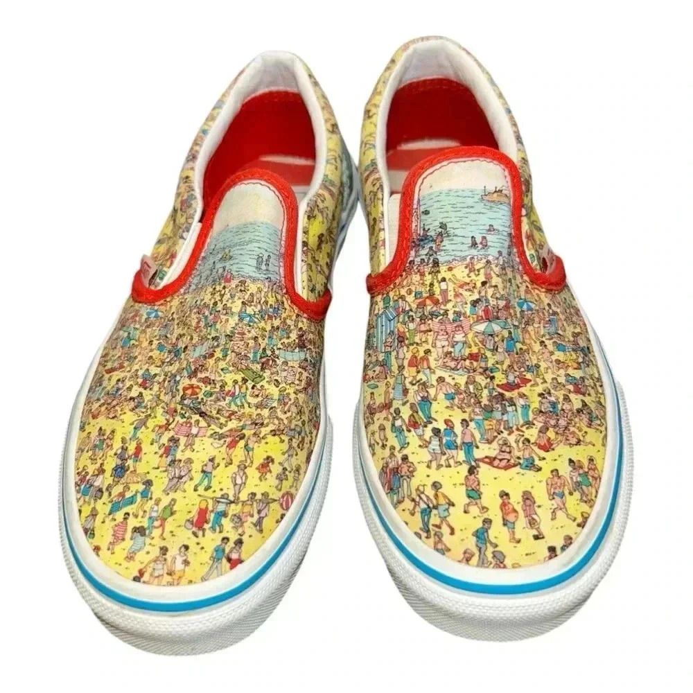 Vans x Where's Waldo Classic Slip-On Find Steve Beach Kids Size 3 - Picture 1 of 13